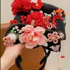 Accessoires pour cheveux, couvre-chef de Style chinois à fleurs, nœud à pompon, Clip Hanfu, coiffure Antique de l'année