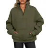 Women's Hoodies Half Zip Sweatshirt Quarter Solid Color Cropped Pullover Fall Clothing