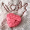 fashion pink heart Bag saddle Designer bag half moon cc Luxury handbag mens travel mini Clutch Womens lady Cross Body quilted Evening Tote Leather sling Shoulder Bags