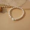 Beaded Ashiqi Natural Freshwater Pearl Shell Flower Armband 925 Sterling Silver Fashion Jewelry for Girl 231208