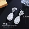 Stud CWWZircons élégant feuille forme brillant cubique Zircon longue goutte d'eau boucles d'oreilles pour les femmes de mariage nuptiale bijoux accessoire CZ597 YQ231211