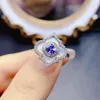 Klusterringar fs riktiga 4mm naturliga tanzanite s925 sterling silver ring för kvinnor fina bröllop juvelrry tillbehör med certifikat meibapj