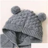 Strampler 6-24 Monate geborenes Baby Strickpullover Herbst Winter Strampler Jungen Mädchen mit Kapuze Bär Earjumpsuits Jacken G1221 Drop Lieferung Kinder Ma Ot7Sg