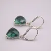 Boucles d'oreilles pendantes en argent sterling 925 véritable avec billion de cristaux verts de 3 cm de longueur