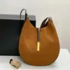 Cosmetische tassen kasten avondtassen ralphlau ontwerper Qoolo id suede mini crescent tas bruine kleur lederen stiksel koffie halve maan 272V