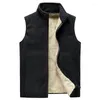 Gilets pour hommes automne et hiver gilet de velours solide manteau de sueur grand épaissi chaud polaire d'agneau mode fermeture éclair B37