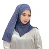 Etnik Giyim Moda Malezya başörtüsü Shiny Rhinestones Şifon Eşarp Kafa Bandı Eid Müslüman Kadınlar Anında Hijab İslam Partisi Eşarpları