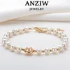 Perlen ANZIW 14K Gold gefüllt 7-8mm natürliche Süßwasserperle Armband Frauen Charm Schmuck verstellbare Kette Hochzeit Party Geburtstag Geschenke 231208