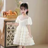 Girl Dresses Cute Short Sleeve O-neck Bow Tiered Ball Gown Flower Girls Princess Special Occasion Custom Costume 2023