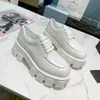Loafers designer skor mjuk cowhide plattform sneakers gummi svart glänsande läder chunky rund huvud sneaker tjock botten sko storlek 35-41