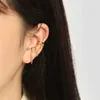 Stud Andywen 925 Sterling Silver Gold 2 Circle Ear Cuffs Earring One Big Circle One Small Circle Earcuff Oregelbundet Piercing No Clips YQ231211