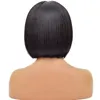 Cosplay Wigs Bob fashion black Bob bangs short straight wig for women synthetic fiber matte high temperature silk full head cover 231211