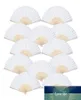 12 -pakowy Hand Hand Fani White Paper Fan Bamboo Foning Fan Fan Handheld Faned Fan for Church Wedding Gift Party Favors DIY1575354