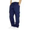 Men's Pants Fitness Running Lace Up Loose Waist Wide Foot Solid Color Pocket Wool Sweatpants Bottoms Jogging Casual