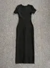 Robes de soirée Sexy col en V boucle en métal évider robe de pansement femmes noir manches courtes longue Bocycon élégant célébrité