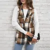 Chalecos de mujer moda otoño primavera chaleco a cuadros Casual solapa cuello botón frontal chaqueta sin mangas señora elegante prendas de vestir exteriores abrigo ropa