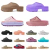 Sandaler berömda designer kvinnor badrum randiga casual skor plattformar broderade tryckta tofflor sommaren platt häl glidar lägenheter tjock botten lyx