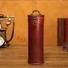 Scatola per vino rosso singola vintage medievale Scatola per vino rotonda portatile in legno Regalo retrò Decorazione per festival Confezione di bottiglie per scatola di conservazione del vino