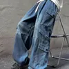 Herrenjeans Amerikanische Multi-Pocket-Arbeitskleidung High Street Hip-Hop Funktionelle Hose mit weitem Bein Männer Unten Männliche Kleidung