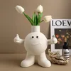 Dekorativa figurerCreative Nordic Ceramic Vase Big Foot Vase Cute Kawaii Korean Desktop Living Room Decoration Ornament Hydroponic Flower Pot 231207