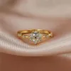 Wedding Rings Cute Girl White Crystal Stone Jewelry Charm Zircon Gold Thin For Women Vintage Bride Snowflake Engagement Ring4244618