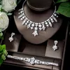 Hibride Exclusive Dubai Gold Plate Jewelry Luxury Cubic Zirconia Necklace Earring Bracelet Party Jewelry Set for Women SS09198D