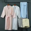 Mannen Nachtkleding Mannen Katoen Zuigen Water Handdoek Badjassen Plus Size Lange Kimono Wafel Badjas El Vrouwen Kamerjas zomer Spa