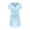 Women's Swimwear 2023 Long Button Shirt Short Sleeve Linen Dress Summer Beach Band T Shirts For Women Deep V Neck