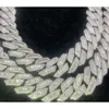 Säljer 15mmt Square 925 Silver Inset Moissanite Hip Hop Cuban Chain Mai Ah Secret Chain Simulation Drill Collar