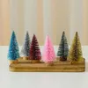 Kerstdecoraties 4 stks 10 cm kleine decoratieve boom nep dennen diy mini kunstmatige santa sneeuw huis navidad