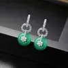 Stud Luoteemi -märke Vintage Green Stone Drop Earring For Women Tiny Shining Cubic Zircon Luxury Jewelry for Party Wedding Accessories YQ231211