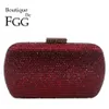 Boutique de FGG Wine Red Women Crystal Evening Bags Wedding Metal Clutches Party Cocktail Purse and Handbag 220321304J