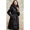 2023 New High End Acetic Acid Down Coat Women's Jiazehua Winter Long Waist Slim Fit Hooded Thickened Coat