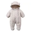 Barboteuses Automne Hiver Bébé Fille Combinaison Plus Velours Chaud À Capuchon Né Snowsuit Bébé Garçon Manteau Manteau Enfant Barboteuse 231211