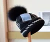 Women039s Hats Autumn Winter Real Fox Fur Pom Pom Beanie Warm Knitted Hat Outdoor Skiing Cap Lady Show Small Face Dome Caps8050655