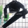 Half Zipper Weste Frauen Samt Trainingsanzug Buchstaben Gurtband Sport Hosen Einfarbig Gym Outfit Frau Trainingsanzug