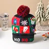 Berets 2024 LED Christmas Hat Creative Flashing Light Knitted Snowman Winter Warm Color Cap Gift