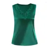 Women's Tanks M-5XL 2023 Spring Summer Fashion V-Neck Women Sleeveless Embroidery Tank Tops Patchwork Silk Satin Lace Camisole Shirt