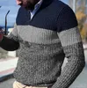 Pulls pour hommes Pull classique pour hommes Jumper Tops Col V Zip-up Casual Tricot Mode Contraste Couleur Top en tricot Hommes