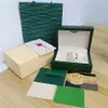 Boîtes de montre vertes, livret, étiquettes de cartes et papiers, coffret cadeau pour montres en bois pour SOLEX watch2202