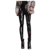 Leggings pour femmes Coloré Réfléchissant Brillant Cuir Bas Sexy Taille Haute Skinny Mode Crayon Pantalon