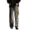 Men's Jeans Men Denim Loose Pants Streetwear Wide Leg With Cartoon Floral Embroidery Elastic Waist For Fashionable