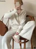 Kvinnors tvåbitar byxor Kvinnor Casual Sticked Pants Suit Tracksuit Autumn New Fashion Zip Up Sweater Hoodie Wide Leg Trousers 2 Piece Set Winter Outfits J231211