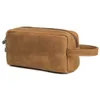 Retro Leather Cosmetic Bag Horse Leather Portable Travel Washing Storage Bags247D