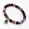 New Arrival Jewelry Whole 8mm Beaded Natural Purple Agate Stone Beads Hamsa Hand Yoga Braclets Gift for men and women311b