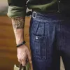 Herrbyxor ami khaki arbete jeans mens höst och vinter amerikansk retro nödställt rakt ben lösa multi-pocket fasta färg casual byxor j231208
