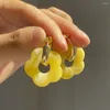 Hoop Earrings Korea Cute Colorful Resin Acrylic Flower For Women Gold Color Round Circle Fashion Jewelry Gift