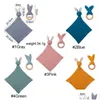 Bibbs Burp Tygs 1Set Baby Triangle Scarf Cotton Cartoon Bunny Bib Solid Color Spädbarn Tyg Matning Saliv Handduk Birthday Presents Drop D Dhqdd