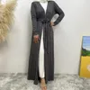 Ethnische Kleidung Muslimische islamische dicke Strickjacke Mantel für Frauen vorne offen gestrickt Abaya Kaftan Winter warme Robe bescheidene Pullover Kleid S-2XL