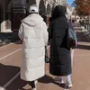 Damen-Trenchmäntel, Daunenjacke mit Baumwolle gefüttert, langer Winter 2023, koreanische Version des gepolsterten Overknee-Damen-Warmmantels